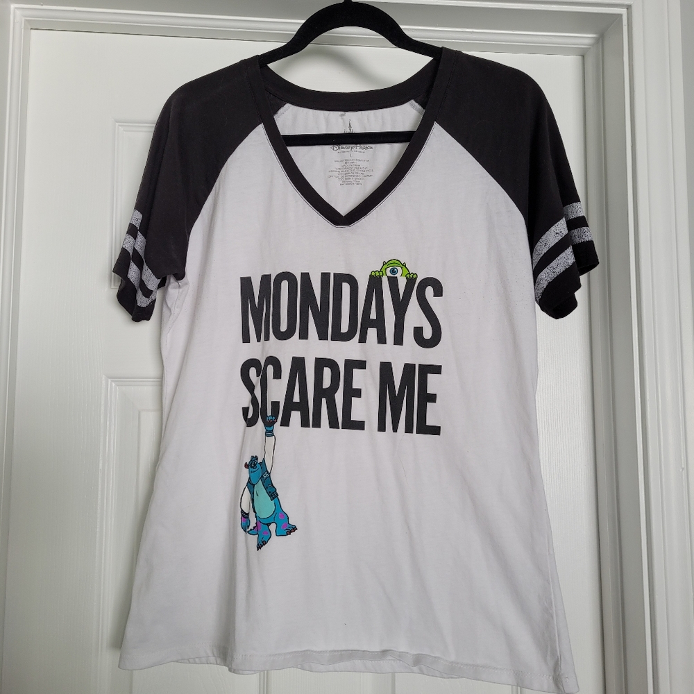 Disney Parks Monster's Inc. Black and White Raglan Sleeve T-Shirt size L